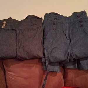 Gray and Blue Jean Buttoned Pants